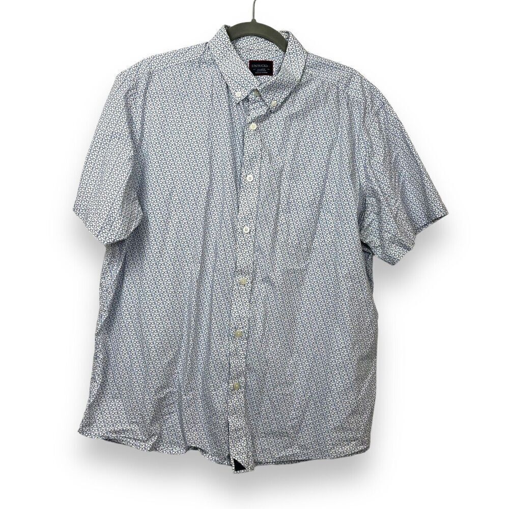Untuckit Shirt Mens Extra Large Blue Giro Bicycle Print Short Sleeve Button Up - Picture 1 of 7